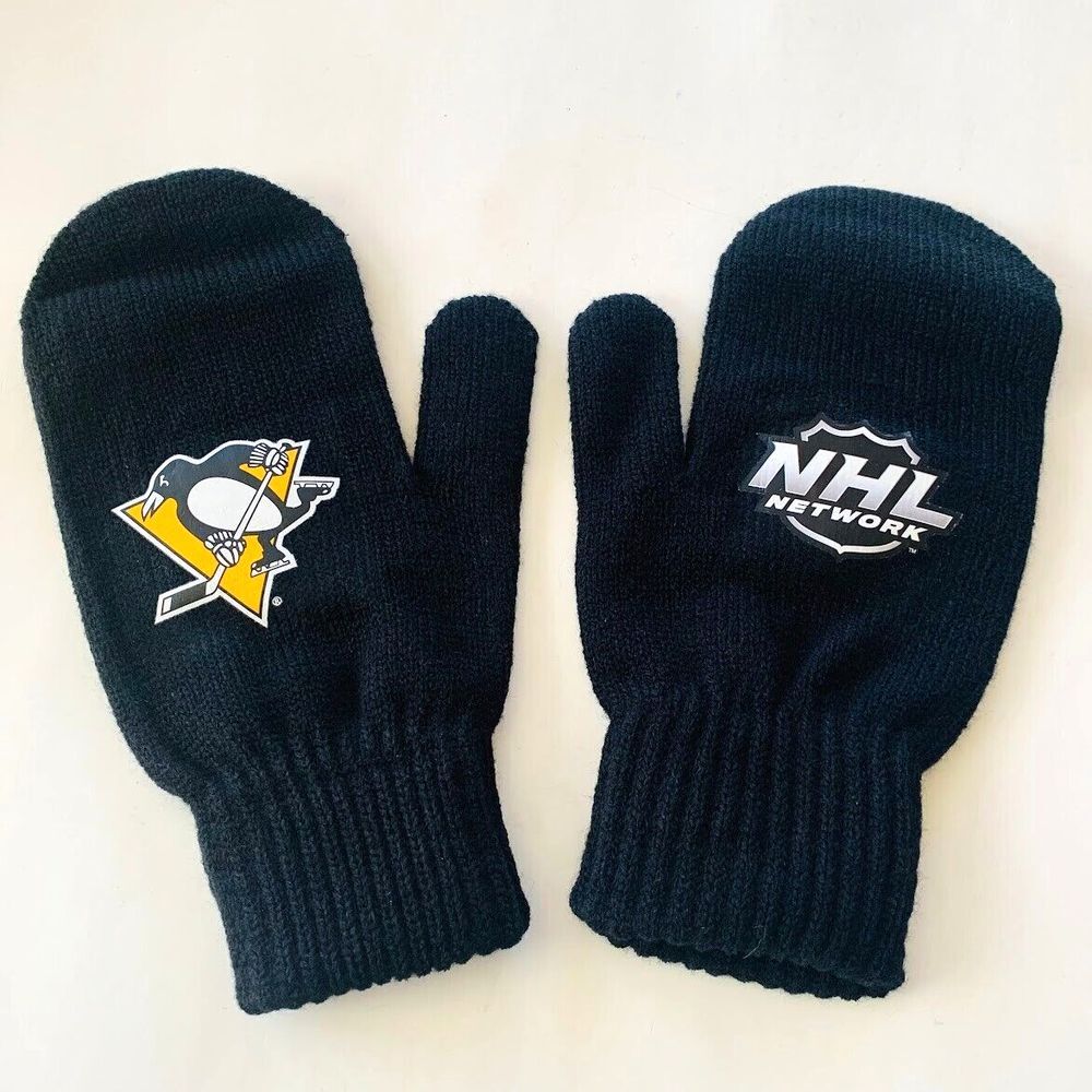 NEW Pittsburgh Penguins Knit Mittens Adult Winter Hockey NHL Network Gloves